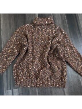 Vintage Express Tricot Turtleneck Sweater Size Medium Brown Mohair Metallic
